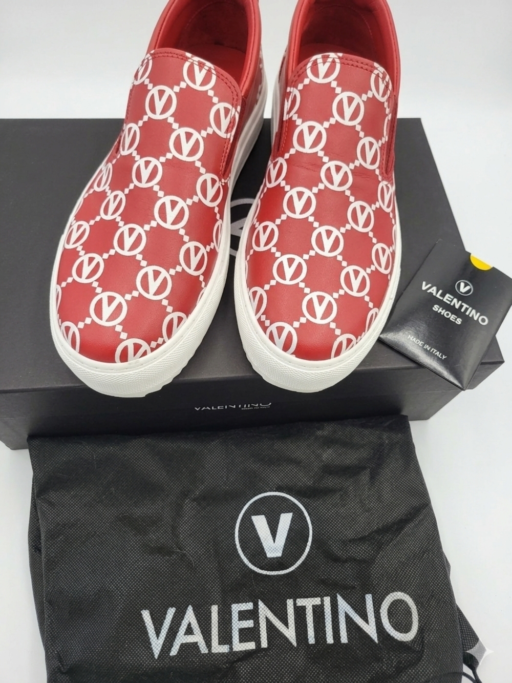 Valentino Red Logo Slip-On Sneakers